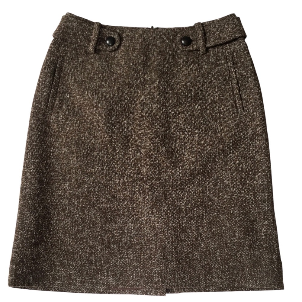 Banana Republic Wool Blend Brown Cream Lining A-line Casual Skirt 2